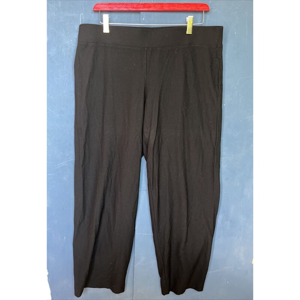 Eileen Fisher Pants Slack Size Large Black Pull-On Stretch Elastic Womens Ladies